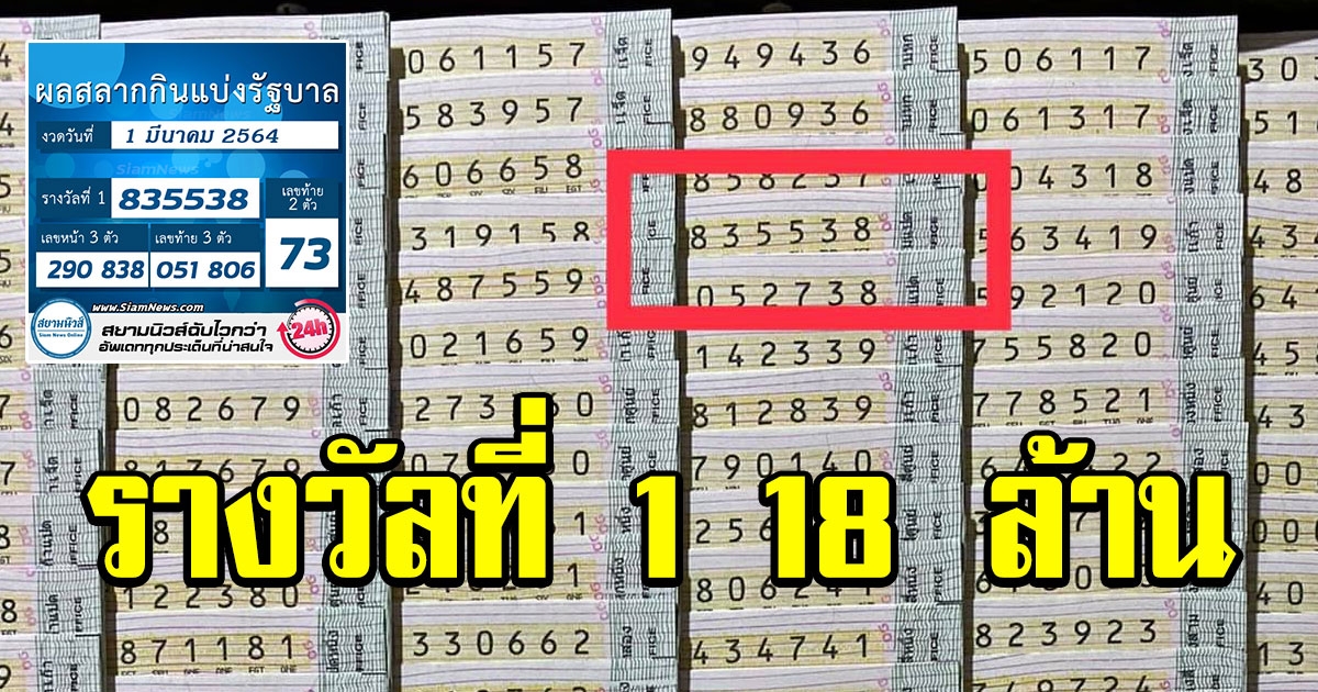 ยินดีด้วยจ้า รางวัลที่ 1 18 ล้าน